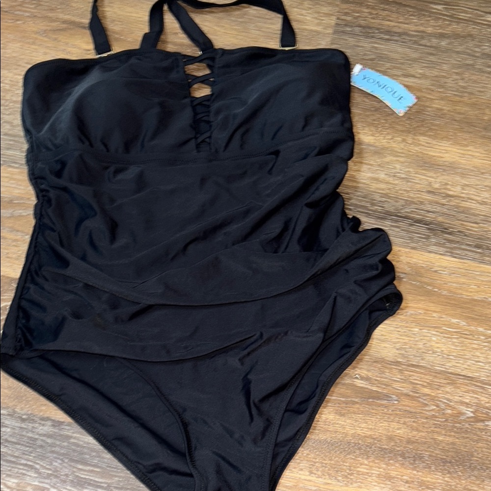 Younique Black One Piece Swimsuit with Ruching size 16W